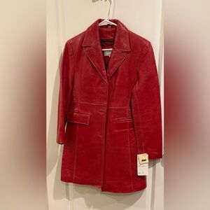 Vintage Red Leather Jacket for Women